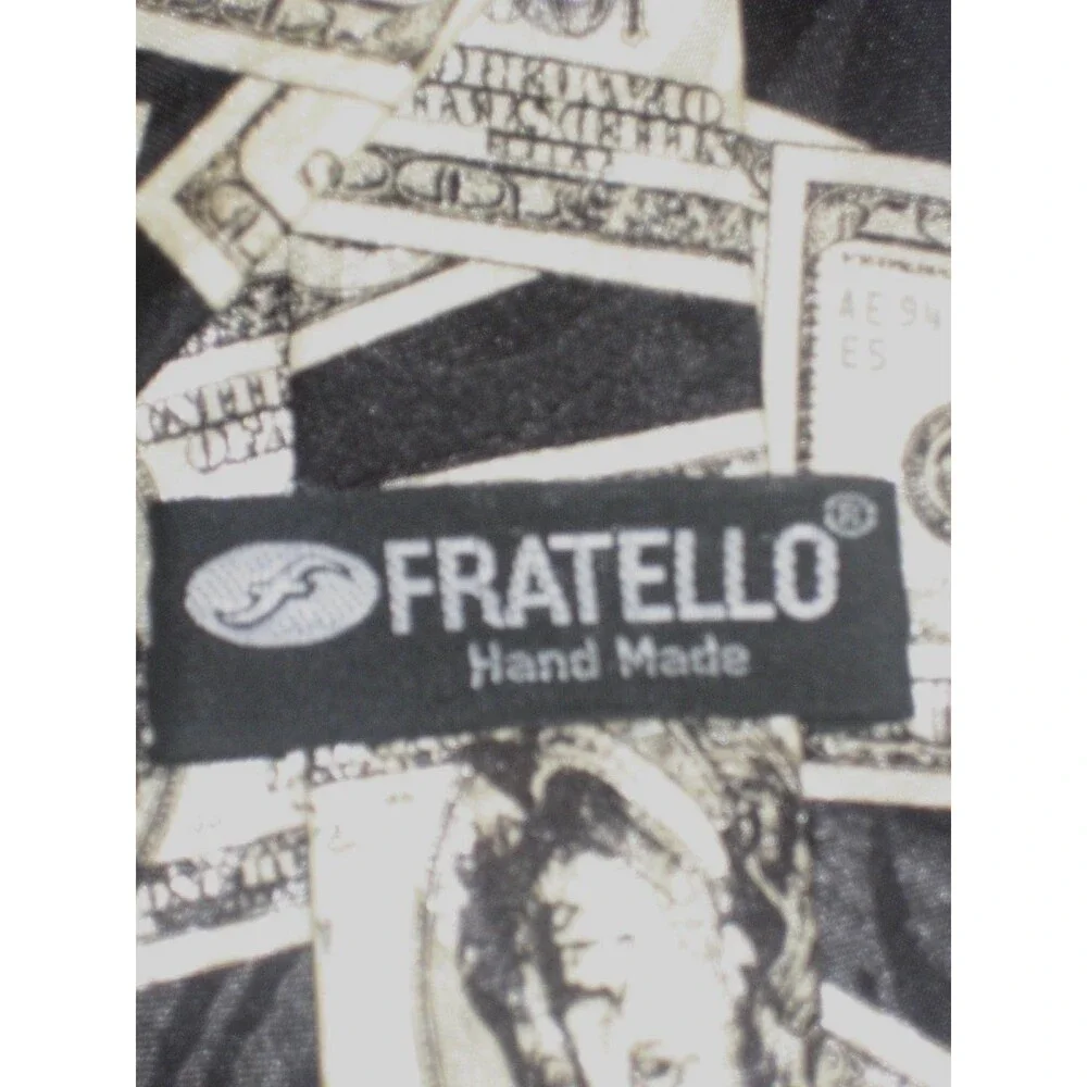 Fratello Black w Hundred Dollar Bills Design Necktie